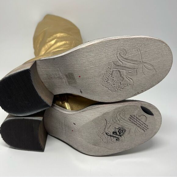 Free People Metallic Gold Knee-High Boots - Picture 8 of 9